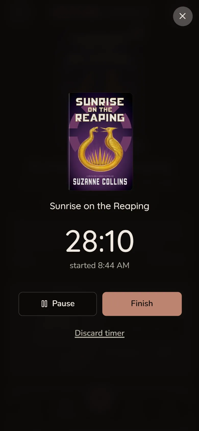Readezvous Reading timer screen